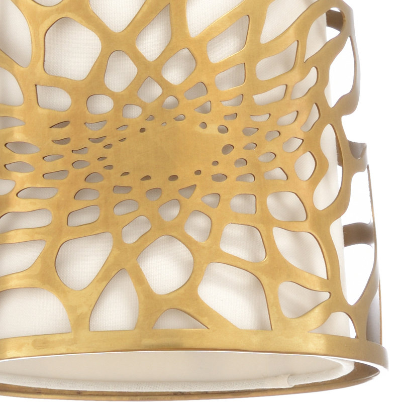 Aria Antique Brass Pendant with Off-White Linen Shade