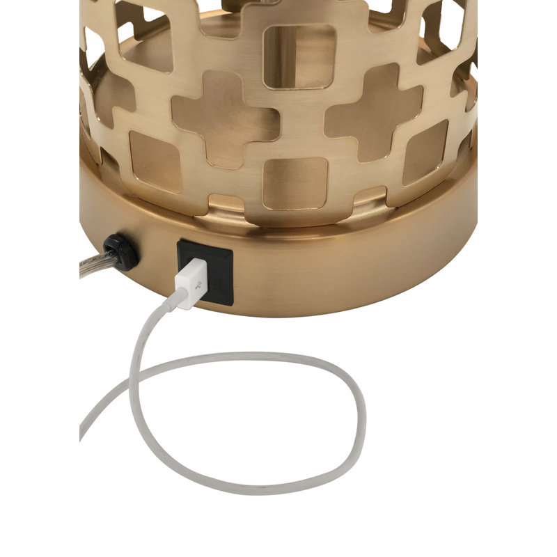 Deena White Iron Table Lamp with Off-White Linen Shade