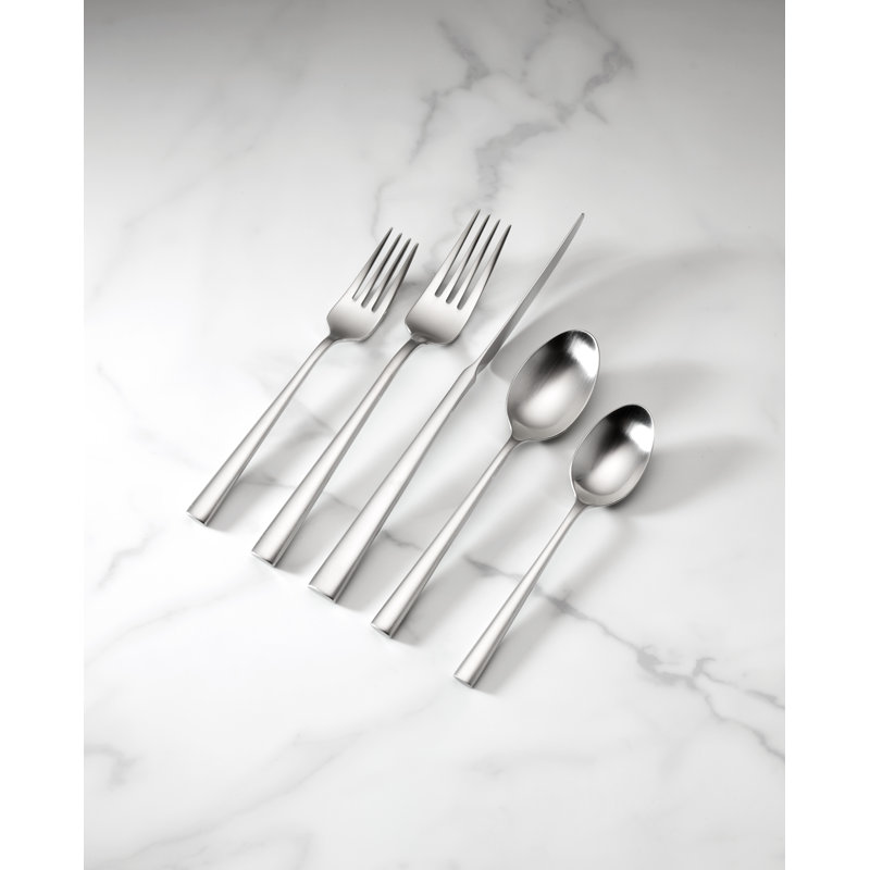 Industrial Stainless Steel 5-Piece Flatware Set in Silver