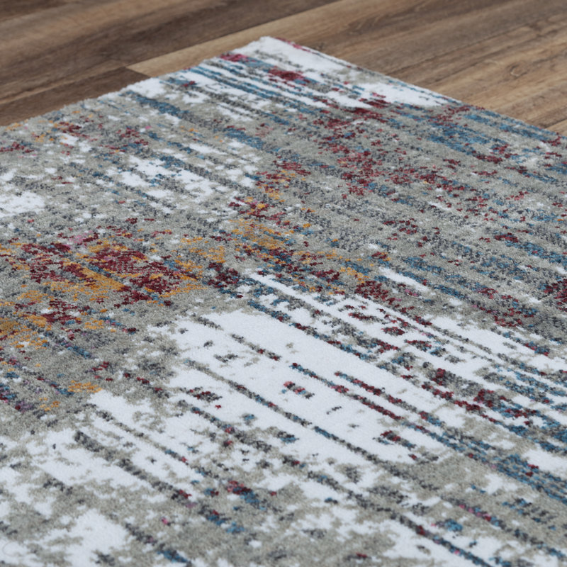 Gray Abstract Hand-Knotted 9' x 12' Synthetic Area Rug