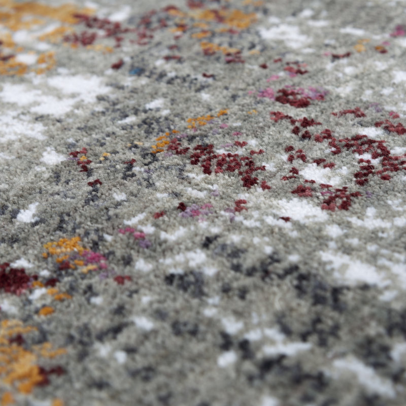 Gray Abstract Hand-Knotted 9' x 12' Synthetic Area Rug