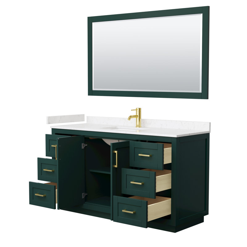 Miranda 60'' Green Single Bathroom Vanity with Carrara Marble Top