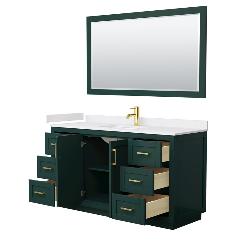 Miranda 60'' Green Single Bathroom Vanity with Carrara Marble Top