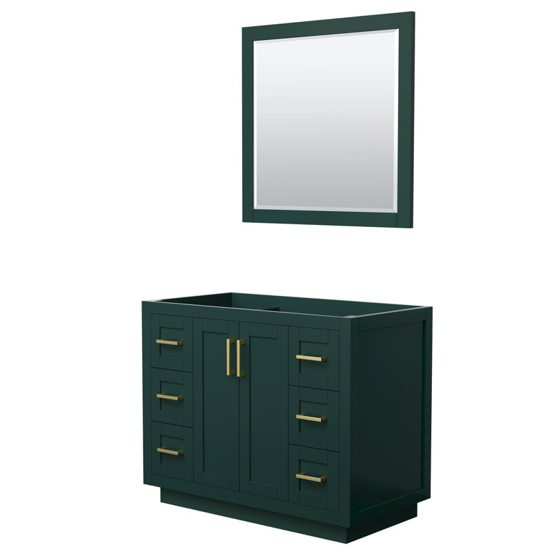 Miranda Dark Green 41.25" European Shaker Single Vanity Base with Brushed Gold Trim