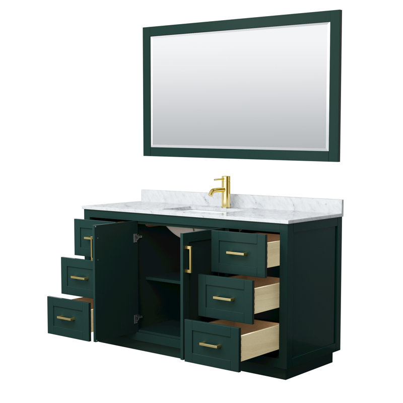 Miranda 60'' Green Single Bathroom Vanity with Carrara Marble Top