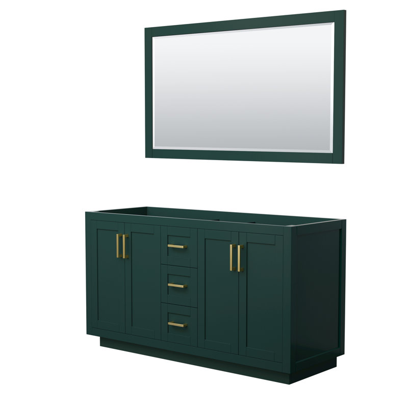 Miranda 60" Green Double Bathroom Vanity with Brushed Gold Trim