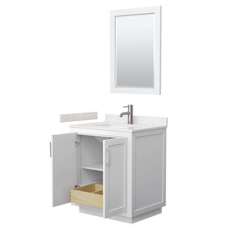 Miranda 30'' White Single Freestanding Bathroom Vanity with Carrara Marble Top
