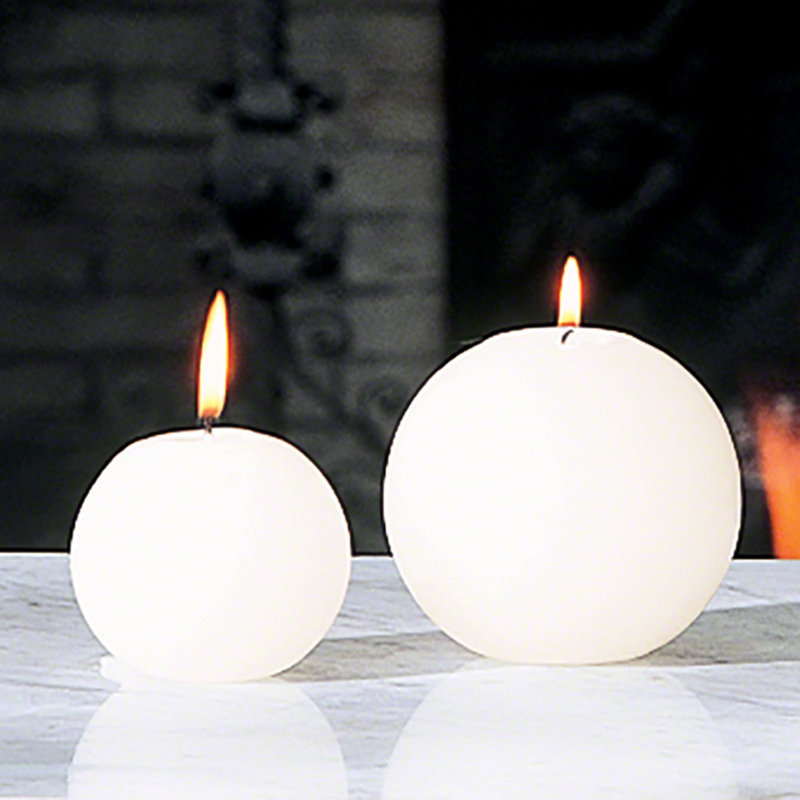 Ivory Globe Flameless 4" Paraffin Ball Candle