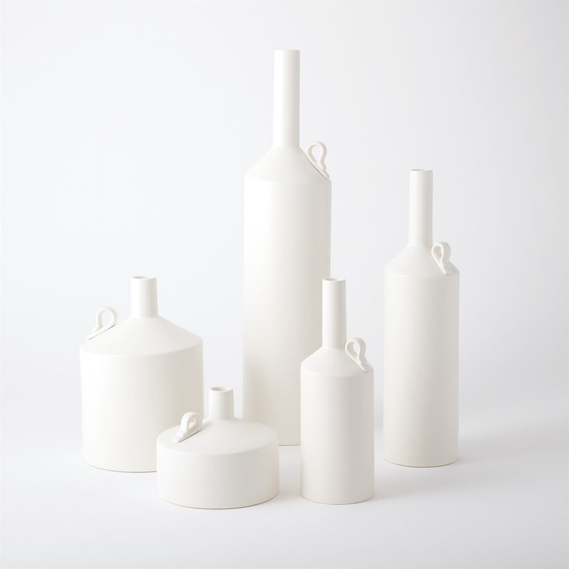 Medium Matte White Ceramic Decorative Table Vase
