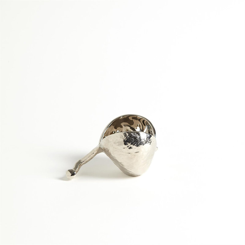 Nickel Finish Brass Chestnut Candy/Nut Bowl with Branch Handle