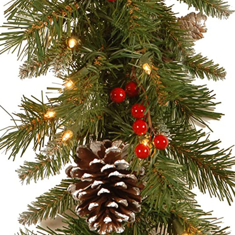 9-Foot Green Artificial Garland with Pine Cones and Red Berries