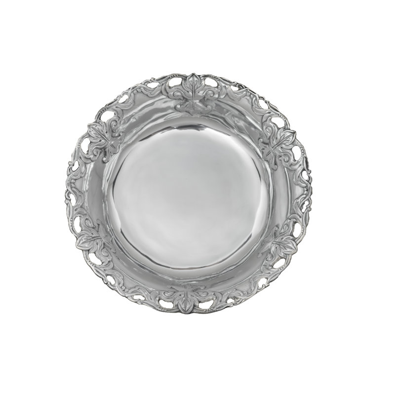 Arthur Court 12" Silver Aluminum Fleur De Lis Serving Bowl