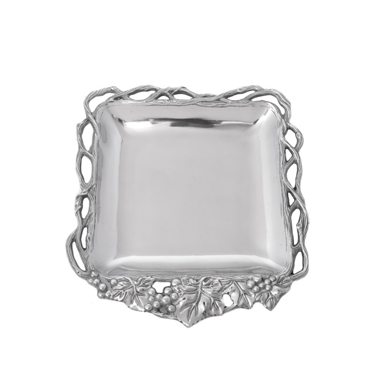 Arthur Court 12" Square Aluminum Grape Vine Tray