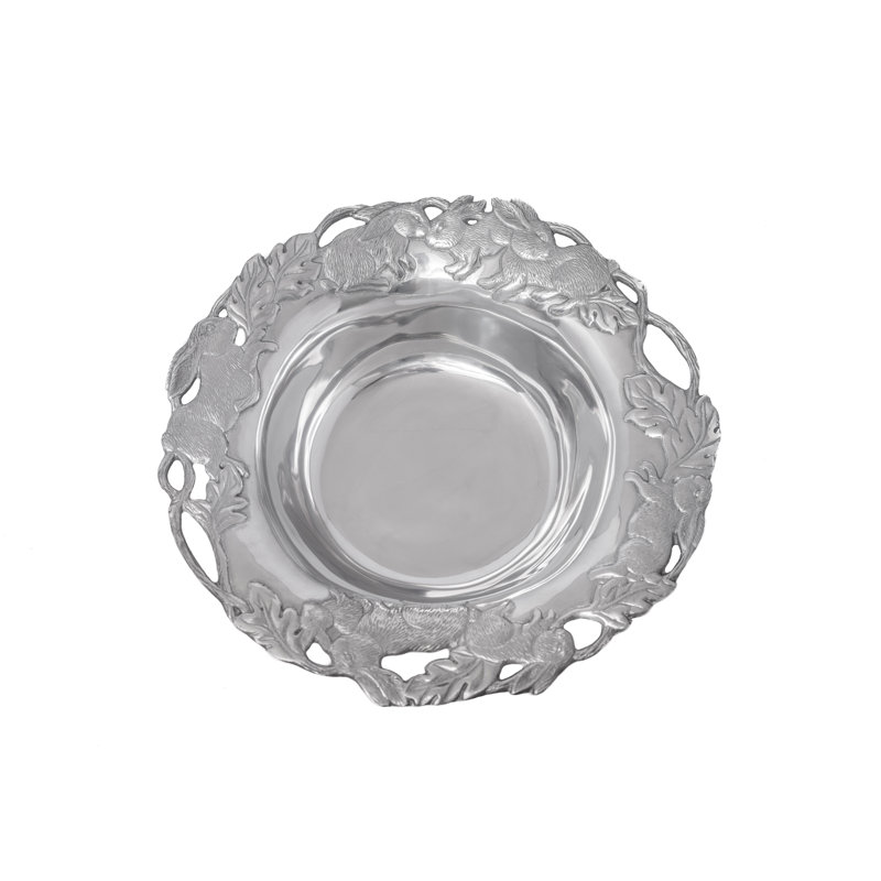 Arthur Court Bunny Aluminum 13" Fruit Bowl