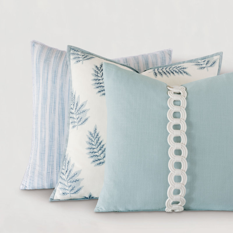 Light Blue Cotton Blend Square Throw Pillow