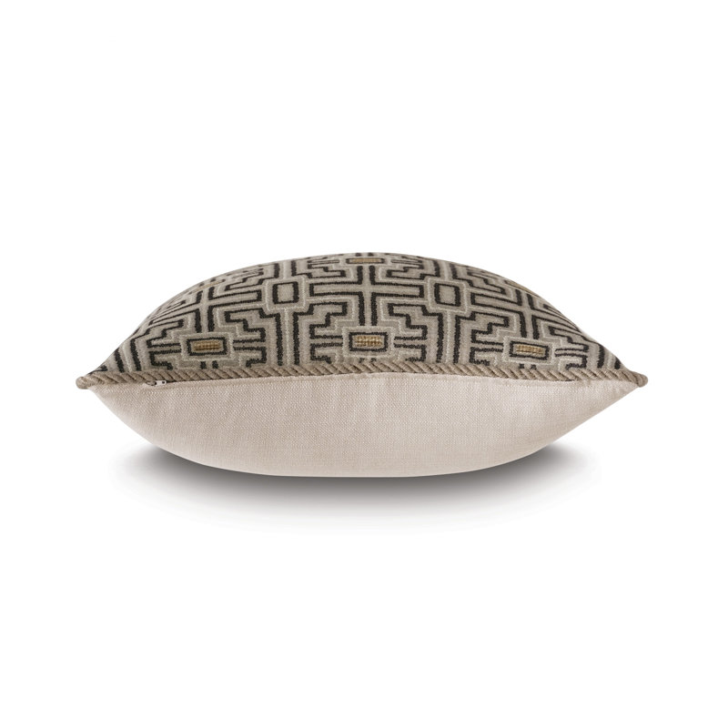 Naya Geometric Black and Beige Synthetic Square Throw Pillow