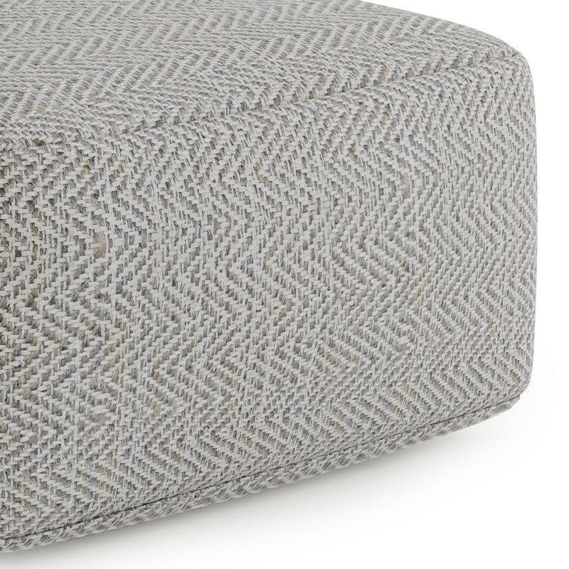 Gray Melange Cotton Blend Square Pouf