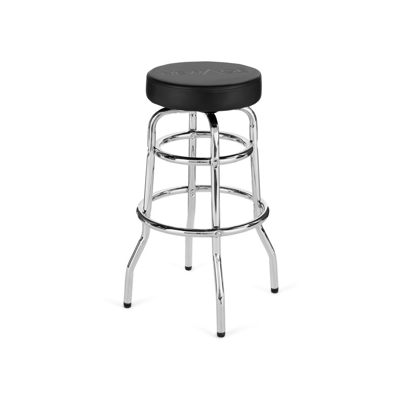 Chrome-Base Matte Black Swivel Adjustable Height Stool with Foam Padding