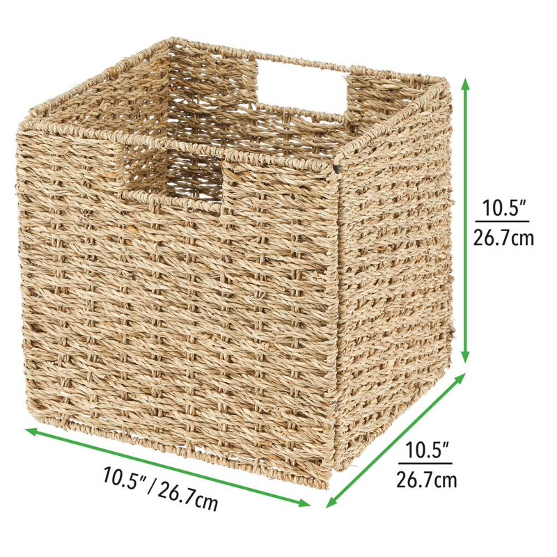 Natural Seagrass Rectangular Woven Kitchen Basket Set with Handles