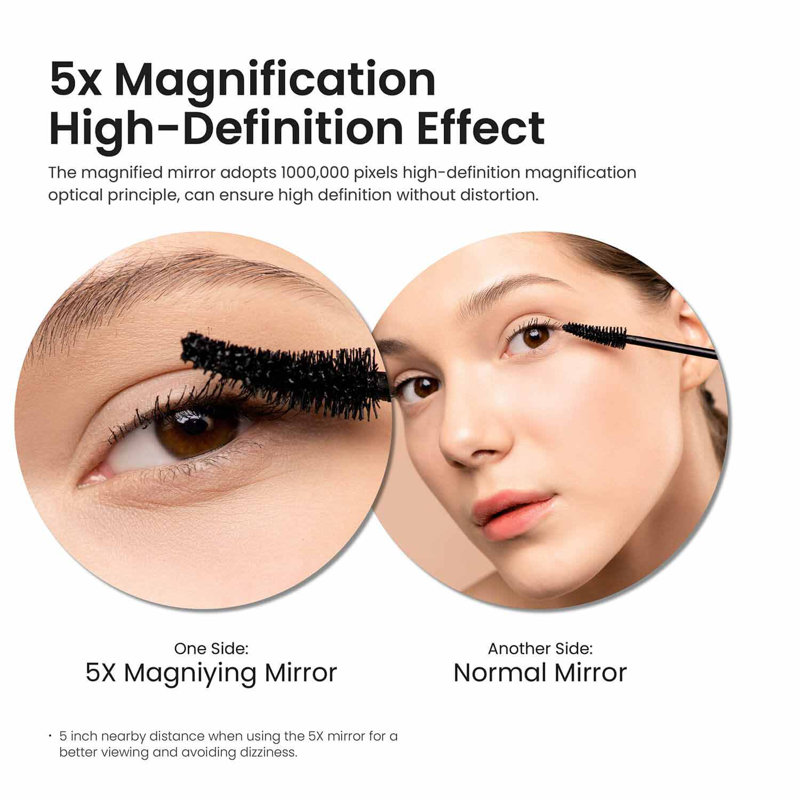 Matte Black 7.88'' Round Metal Wall Mirror with Swing Arm and Magnification