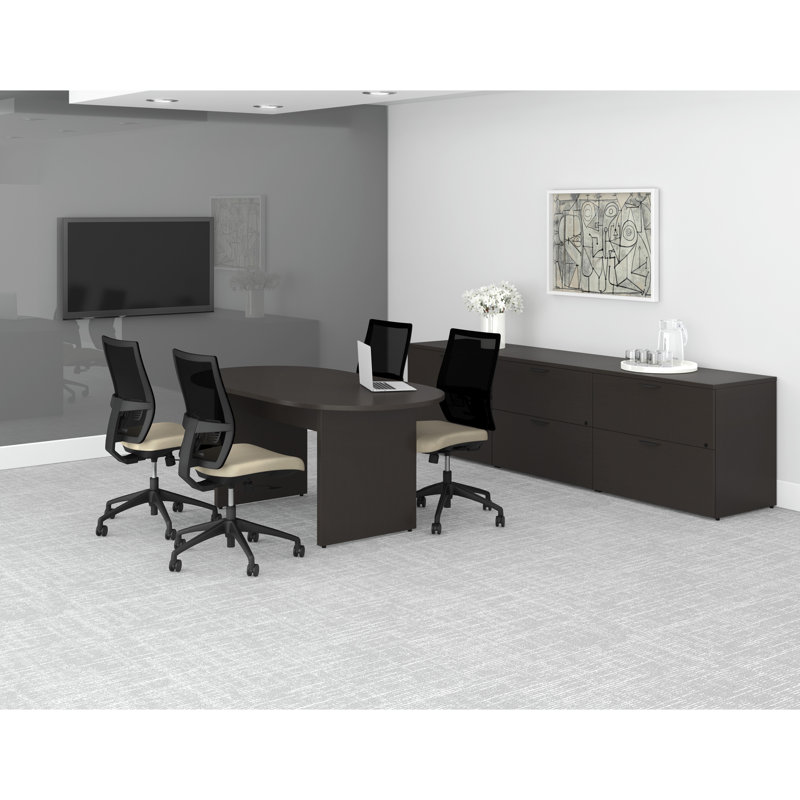 Espresso Executive Desk with Drawer and Filing Cabinet