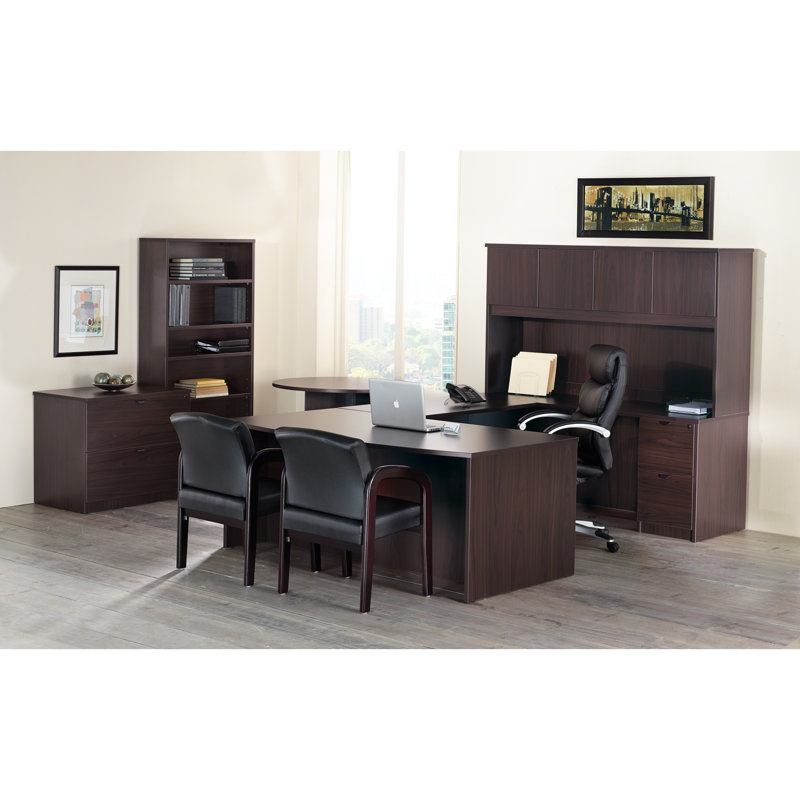 Espresso Executive Desk with Drawer and Filing Cabinet