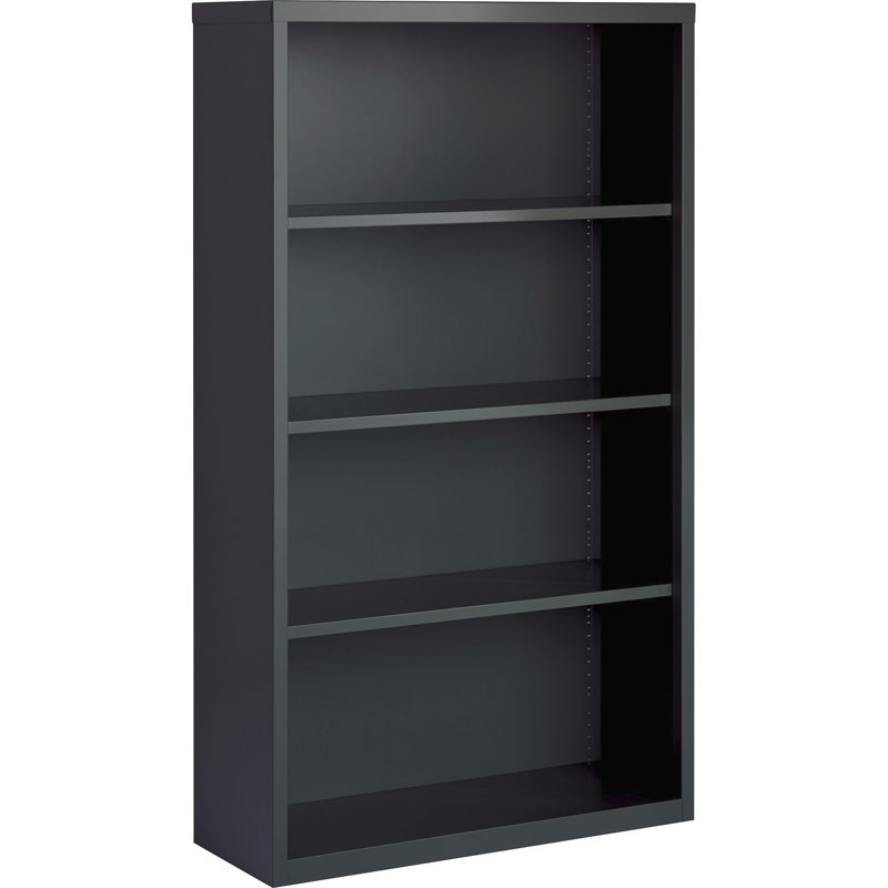 Adjustable White Steel 4-Shelf Bookcase with Cubes