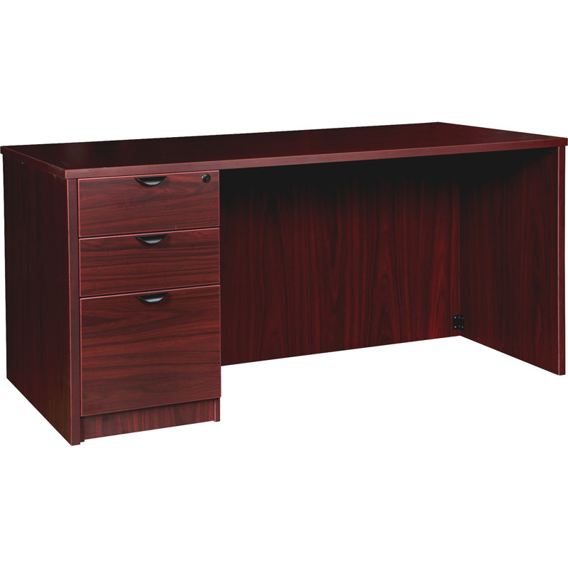 Mahogany Executive Desk with Drawer and Filing Cabinet