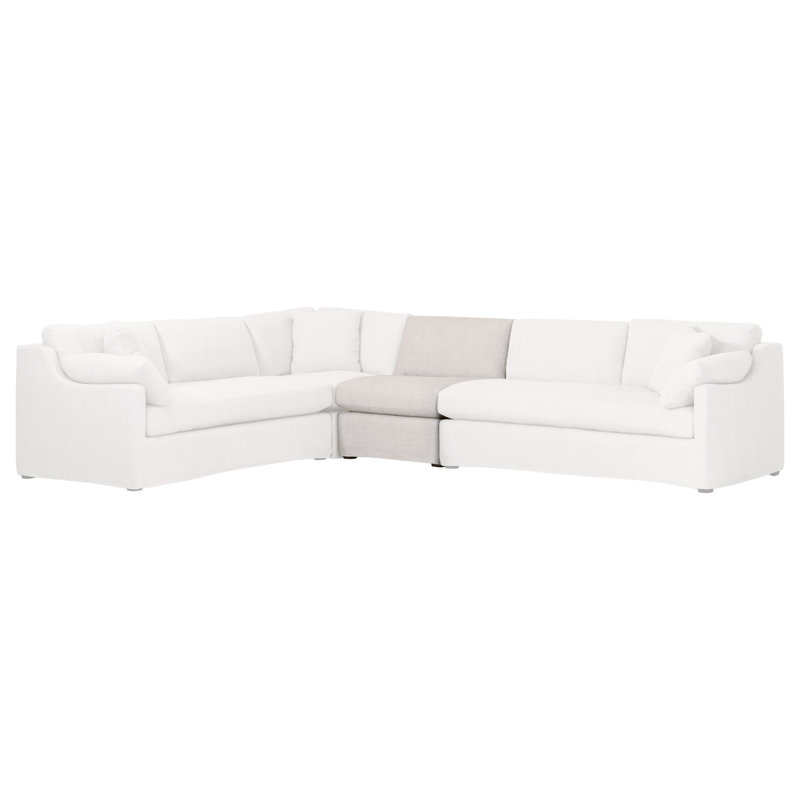 Lena Grande Transitional Gray Sectional Sofa with Removable Slipcover
