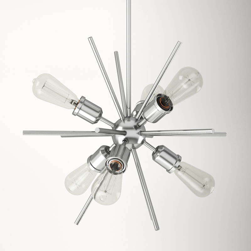 Polished Nickel 6-Light Sputnik Sphere Chandelier