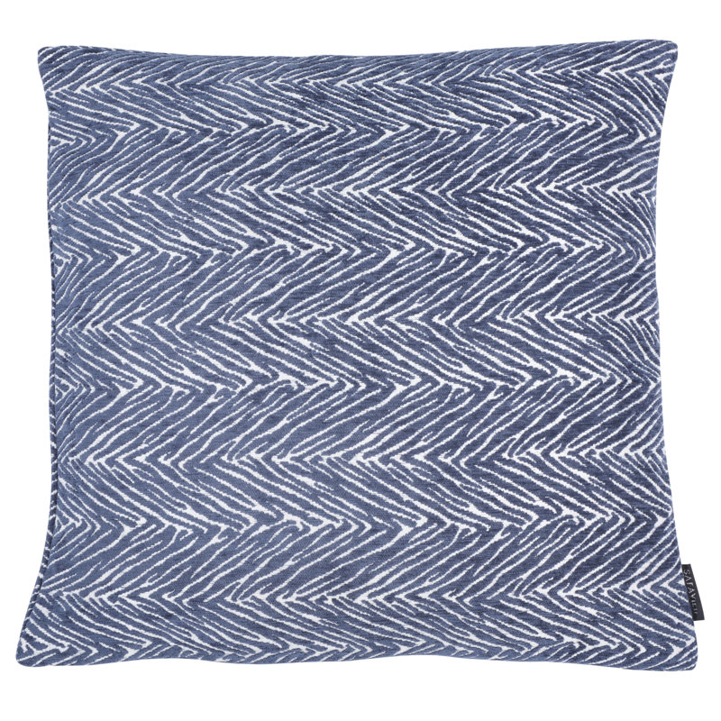 Brylie Blue & White Chevron Illusion 18" Square Throw Pillow