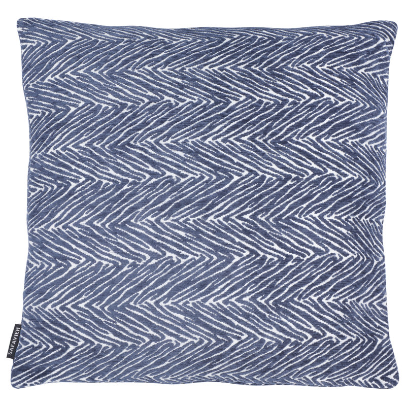 Brylie Blue & White Chevron Illusion 18" Square Throw Pillow