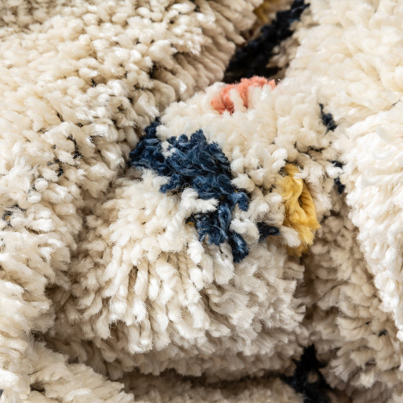 Ivory Geometric Shag Kids Rug, Easy Care Synthetic 8' x 10'