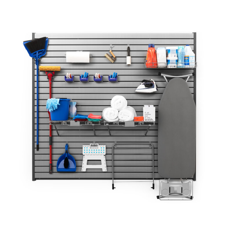 18-Piece Metal and Plastic Slatwall Hook and Basket Kit