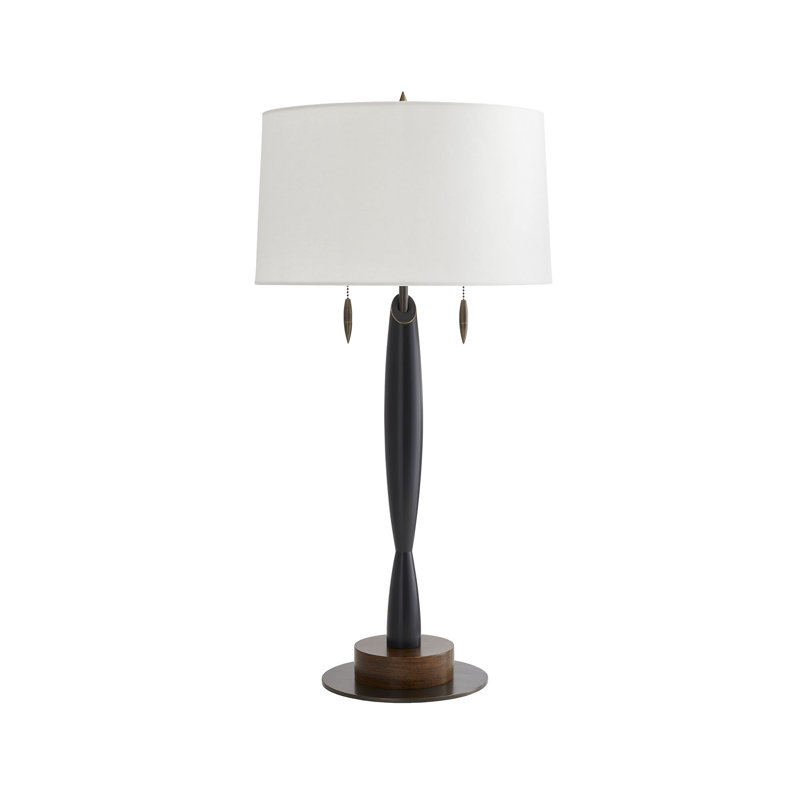 Elegant Modern Black Danseuse Table Lamp with Bronze Accents