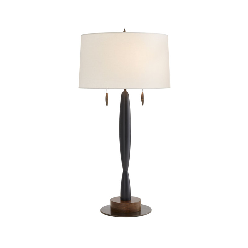 Elegant Modern Black Danseuse Table Lamp with Bronze Accents