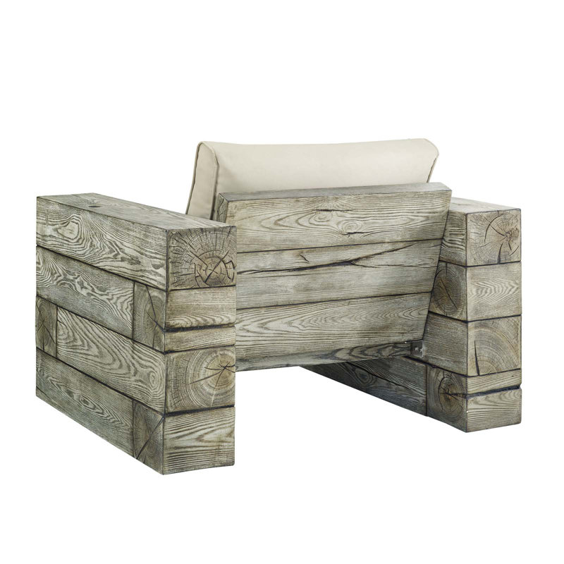 Manteo Light Gray Beige Outdoor Patio Lounge Chair