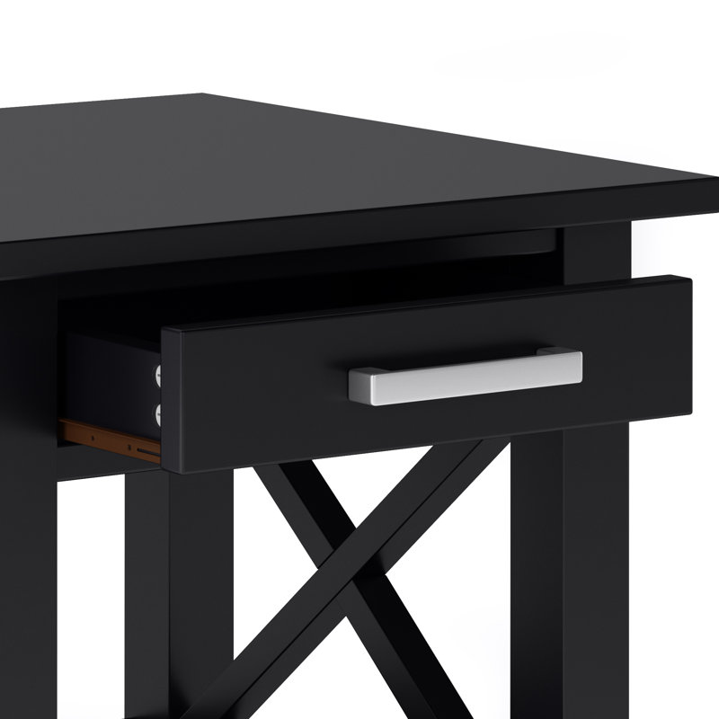 Black Pine Wood End Table with Storage Drawer