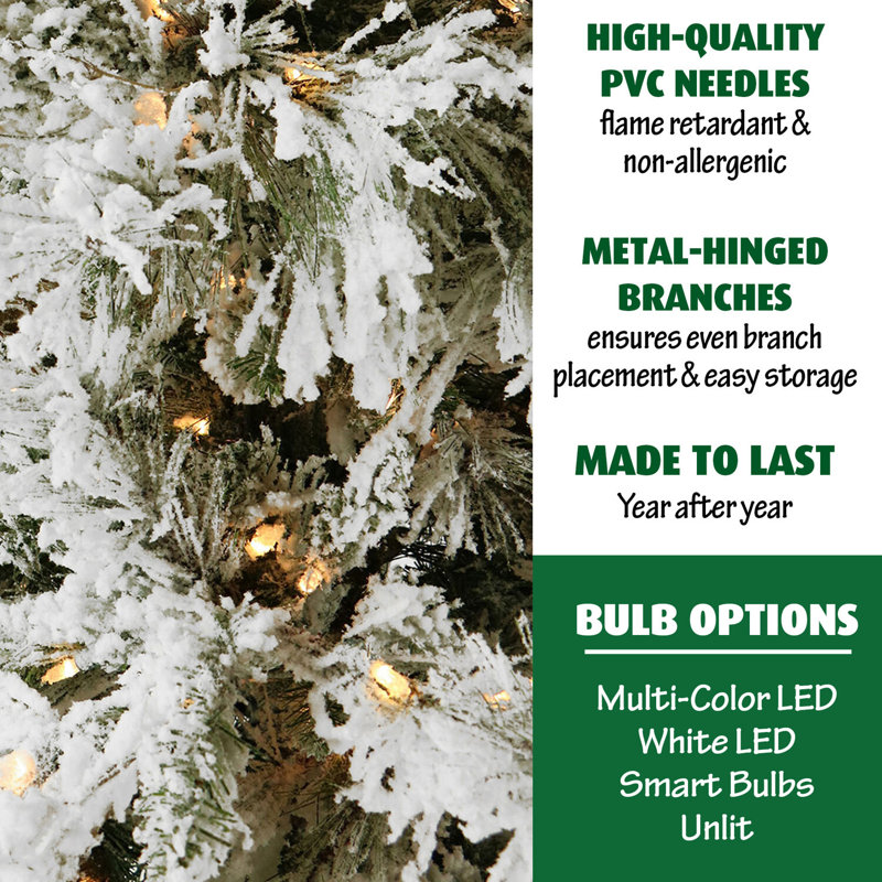 9ft White Flocked Pine Pre-Lit Artificial Christmas Tree