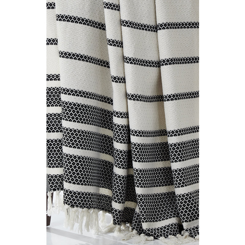 Slate Black Reversible Knitted Cotton Throw Blanket