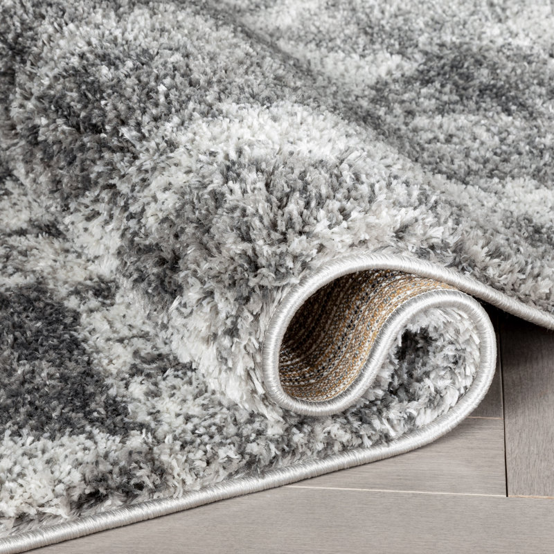 Celeste Modern Shag Geometric Gray Area Rug 3'11" x 5'3"