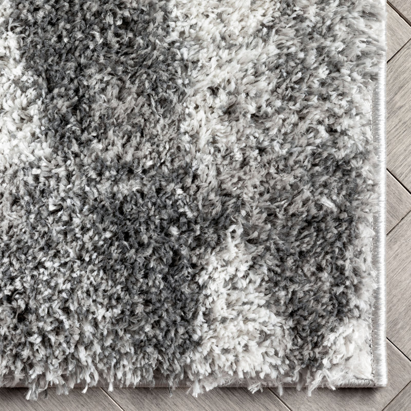 Celeste Modern Shag Geometric Gray Area Rug 3'11" x 5'3"