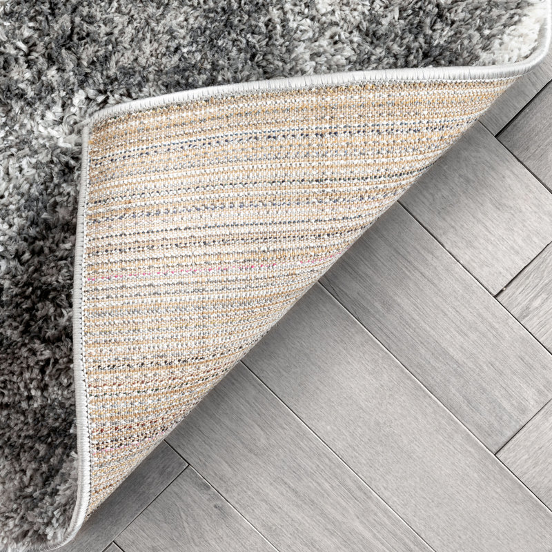 Celeste Modern Shag Geometric Gray Area Rug 3'11" x 5'3"