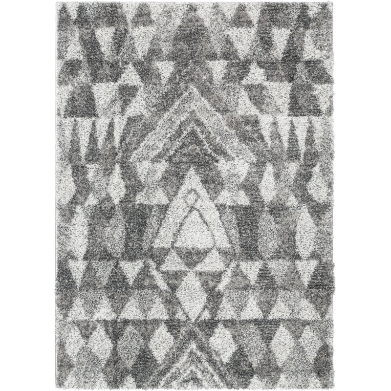 Celeste Modern Shag Geometric Gray Area Rug 3'11" x 5'3"