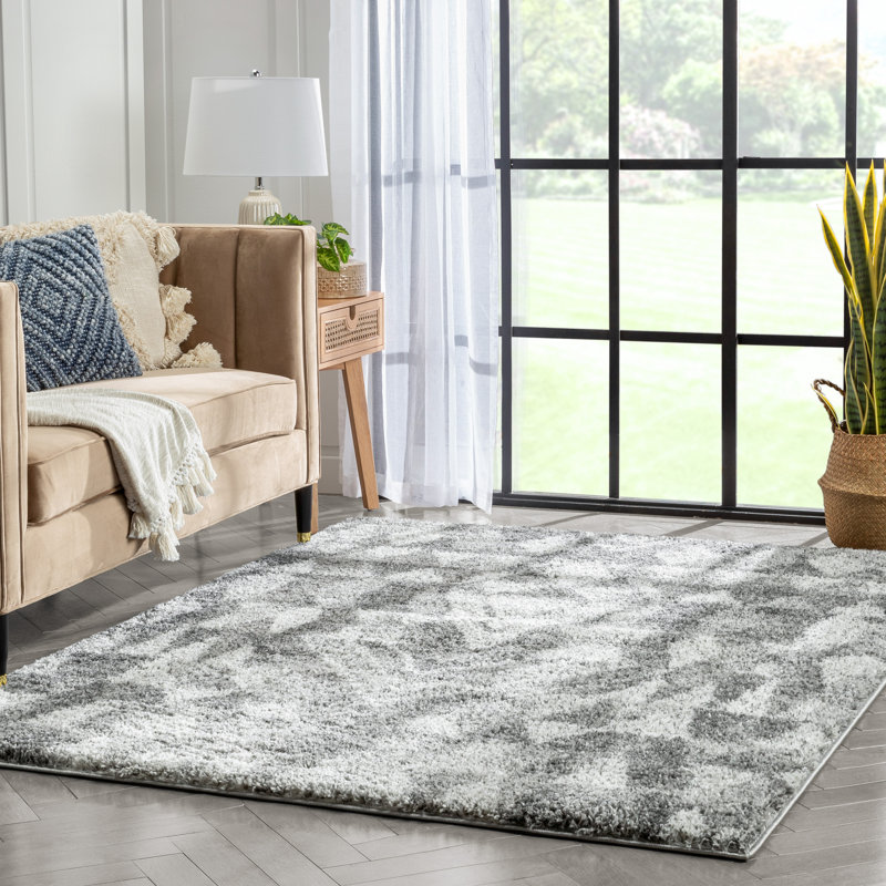 Celeste Modern Shag Geometric Gray Area Rug 3'11" x 5'3"