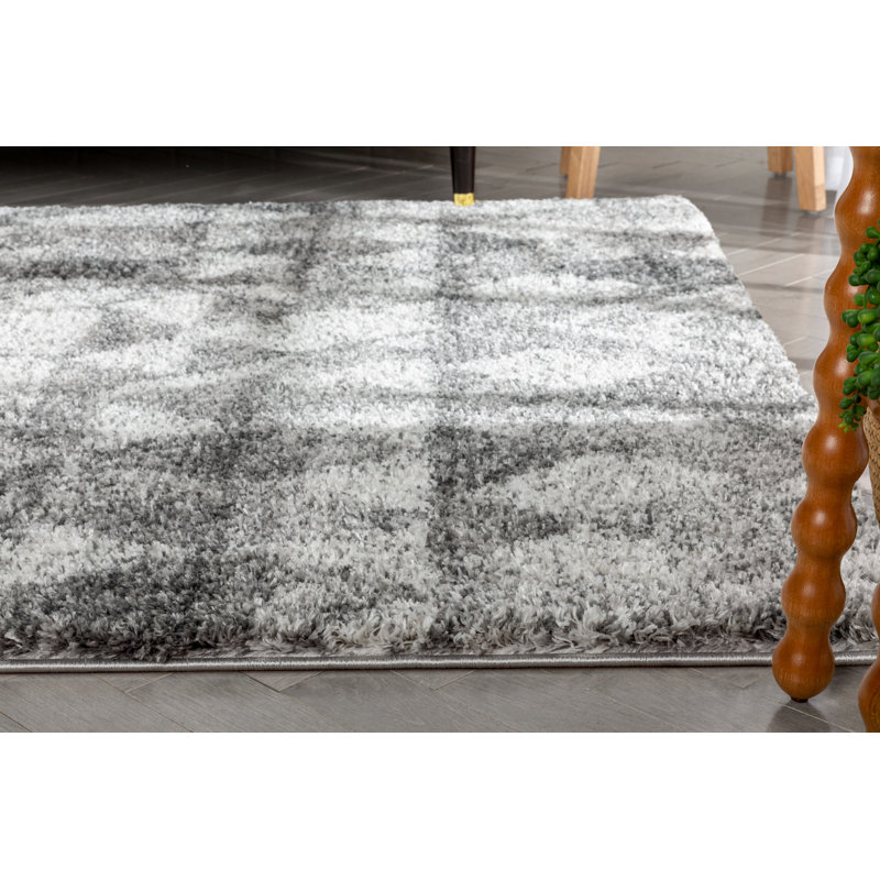 Celeste Modern Shag Geometric Gray Area Rug 3'11" x 5'3"