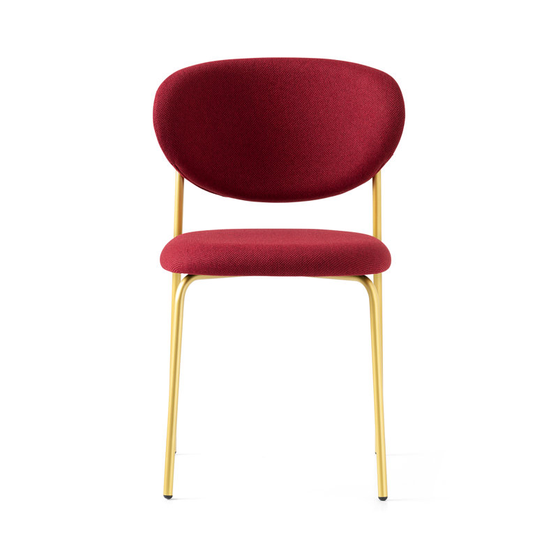 Plush Burgundy Upholstered Chair with Painted Brass Frame
