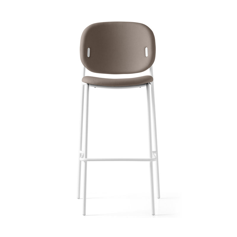 Modern Matt Taupe 30.75'' Upholstered Bar Stool with Metal Base