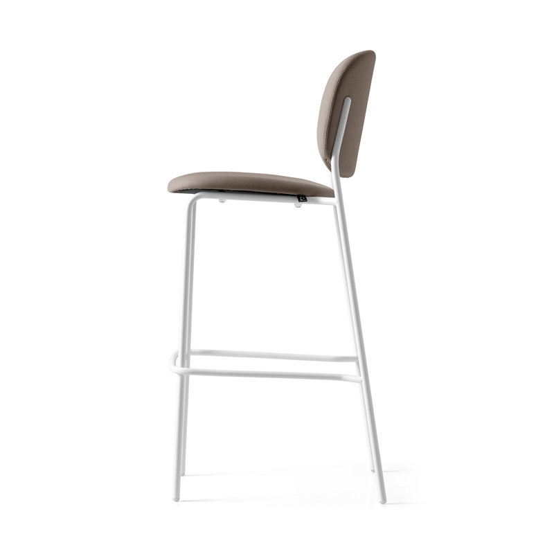 Modern Matt Taupe 30.75'' Upholstered Bar Stool with Metal Base