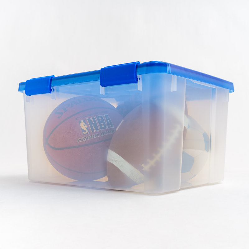 Set of 4 Clear Blue 44 Quart Stackable Storage Bins
